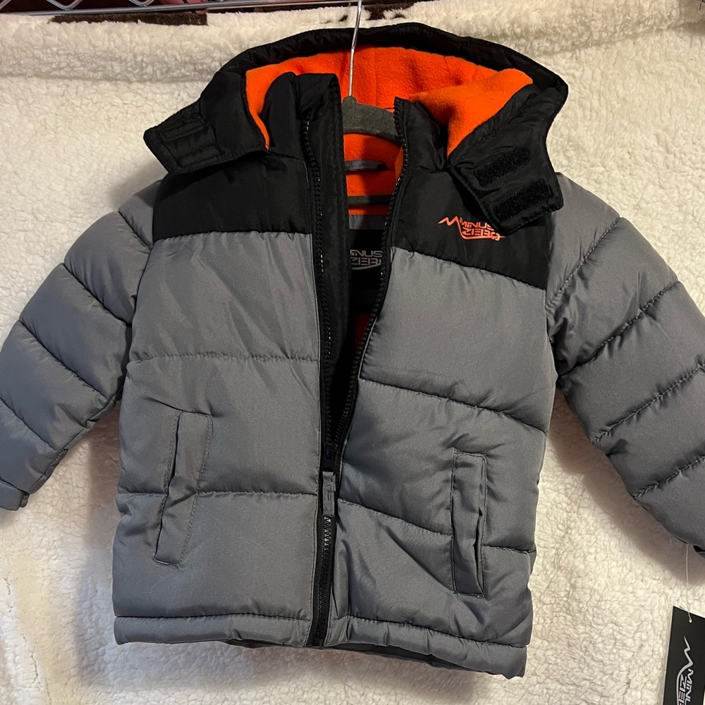 Kids Gray and Black Puffer Jacket